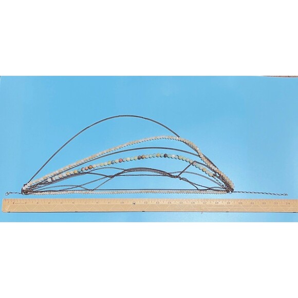 Multi-Strand Statement Necklace Gemstone Glass Beads Layered Chunky Antiqued - Picture 5 of 12